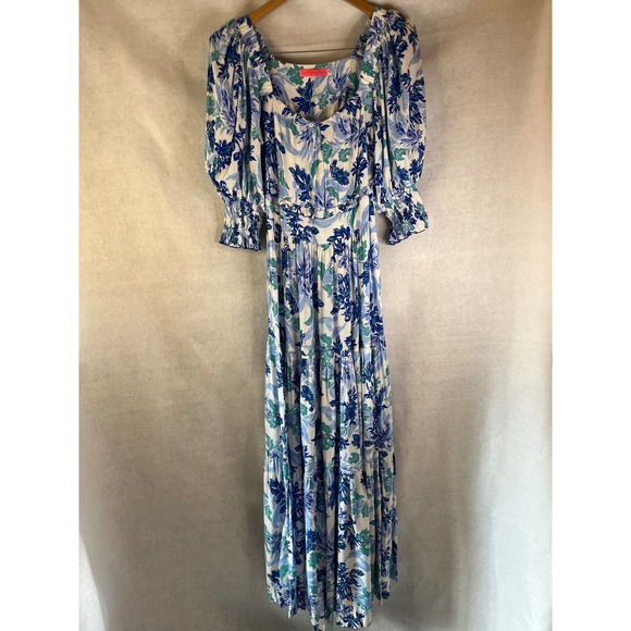 Feather & Find Dresses & Skirts - Feather & Find maxi‎ dress blue and white floral vi Sz vibrant bohemian